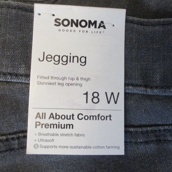 NWT - SONOMA grey Jegging jeans- sz 18W - MSRP $40.00 - Picture 3 of 3